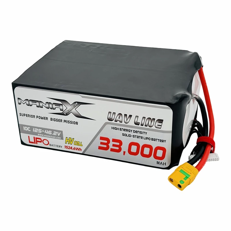 „ManiaX Solid State“{0}}HV LiPo 12S-46,2V 33 000 mAh 10C drono ir UAV baterija